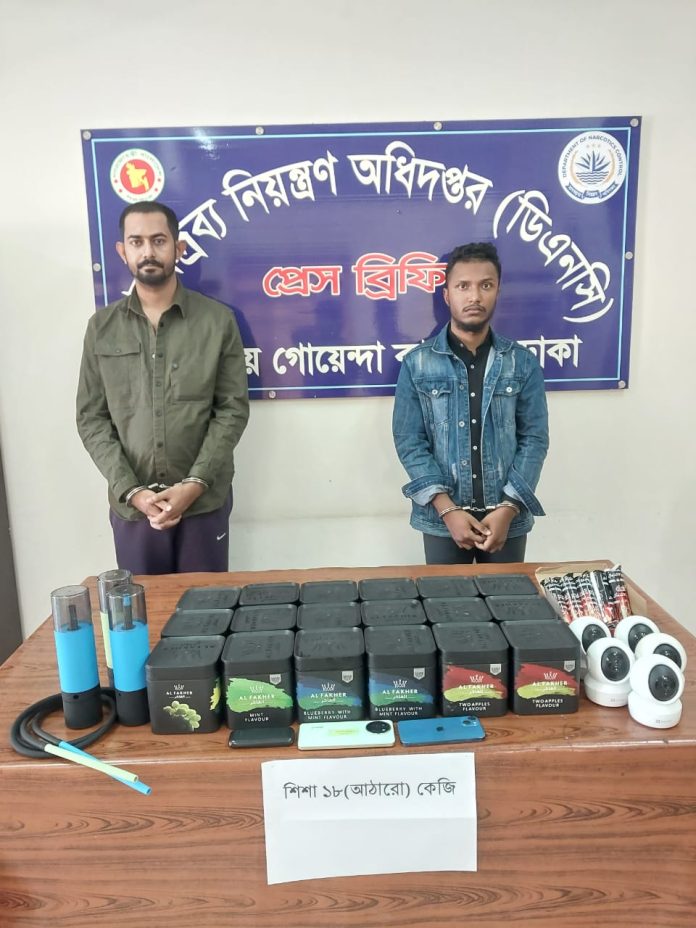 অনলাইনভিত্তিক সিসা কারবারে ডিএনসি ঢাকা গোয়েন্দার ছদ্মবেশী অভিযান – আইটি বাবসার আড়ালে পরিচালিত মাদক বাবসার মূলহোতাসহ গ্রেফতার ২ এবং বিপুল পরিমাণ সিসা জব্দ